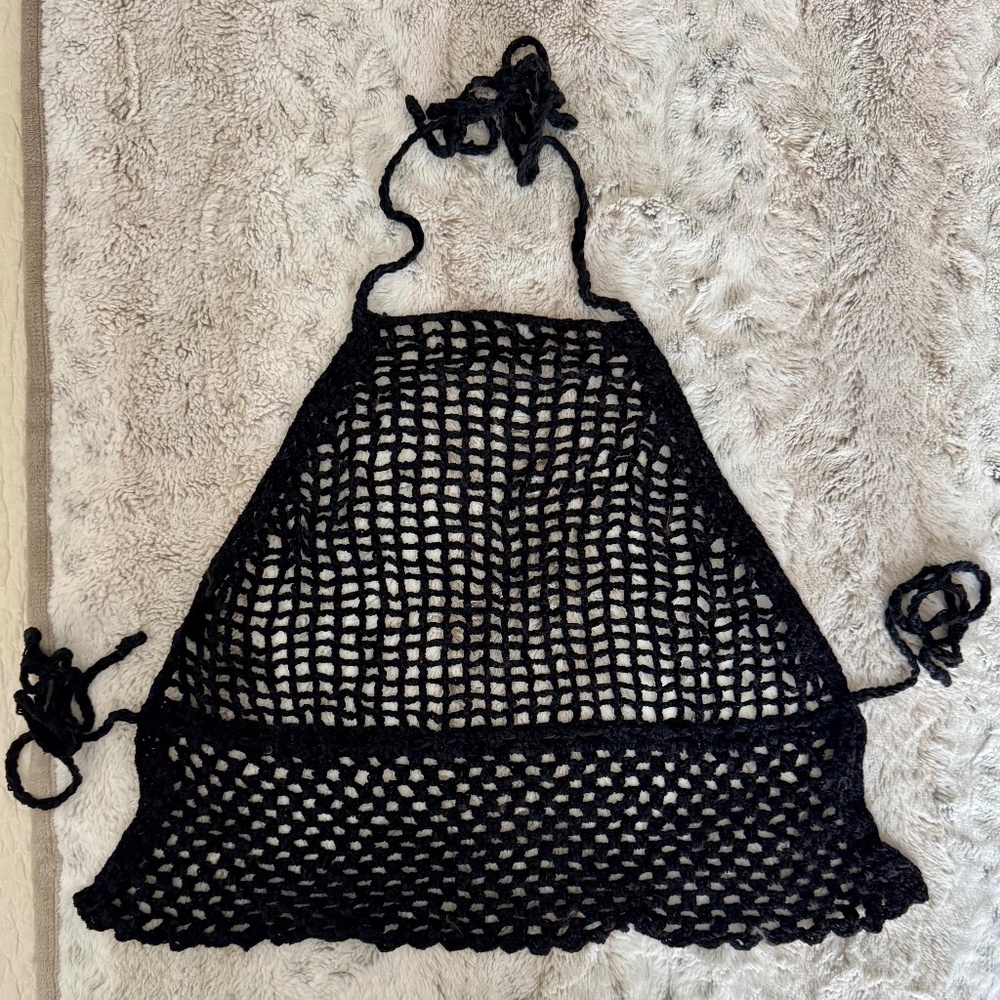 Black Crochet Halter Top